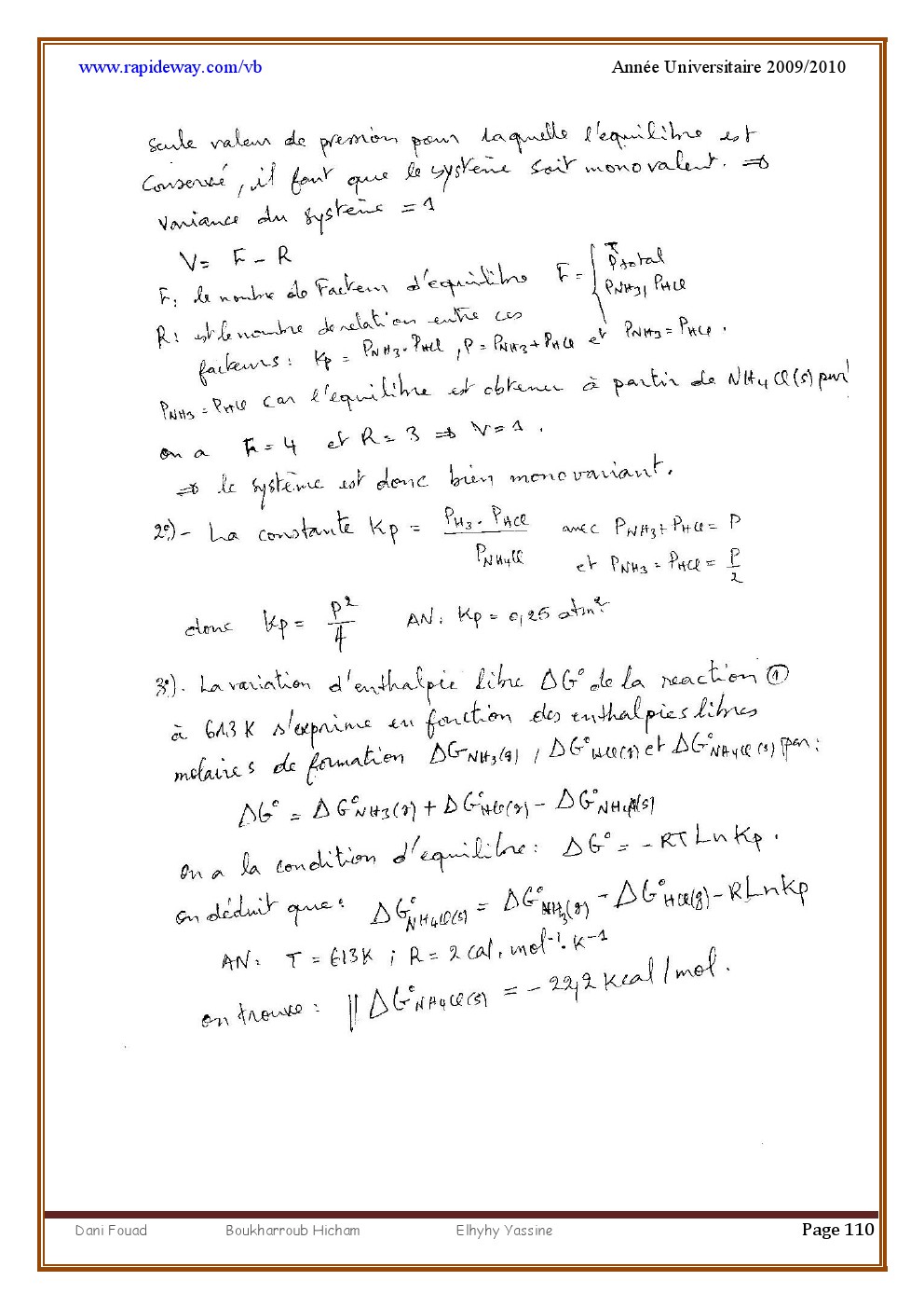 Exercices résolus CHIMIE GENERAL 011011