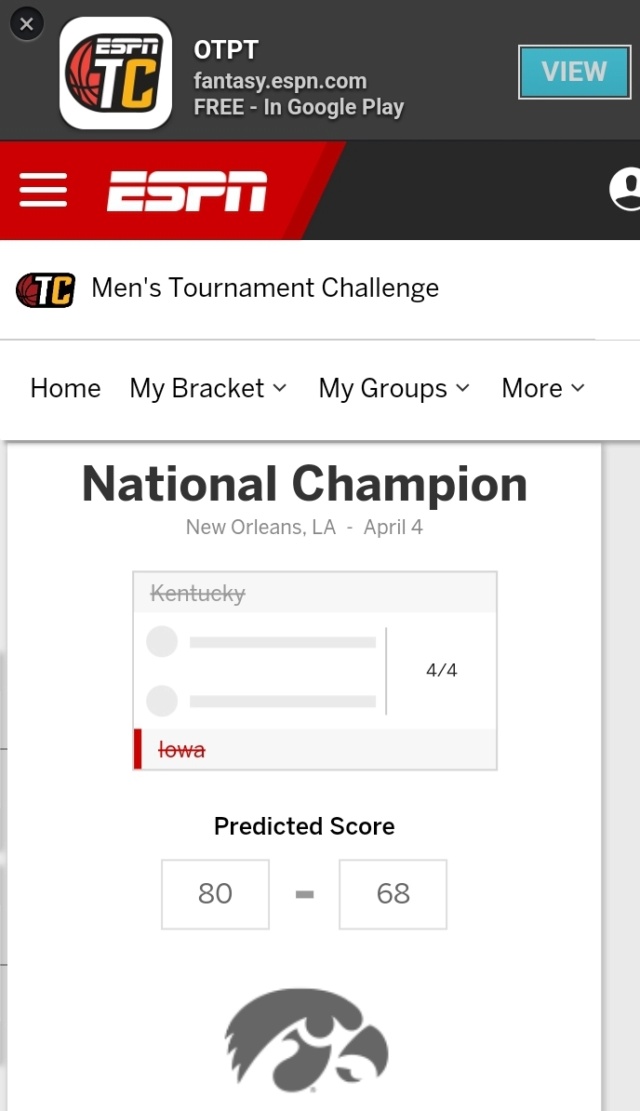 tSwill 2022 March Madness Bracket Challenge - ESPN Screen60