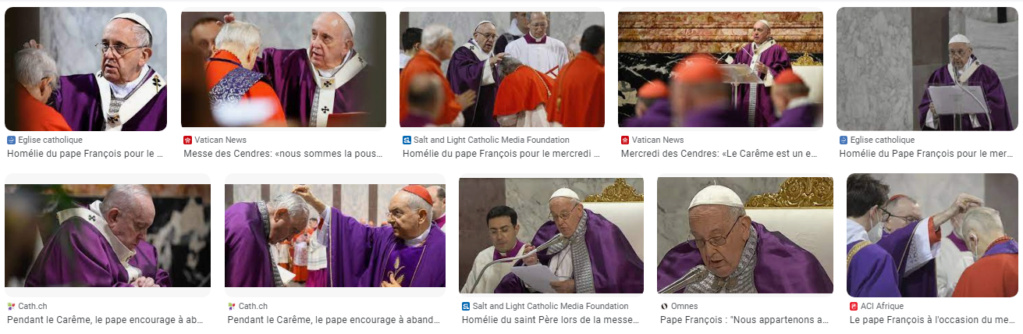 Michel blogue/Page de retour 2/Mercredi des cendres/Avec le Pape François/Benoît XVI/Saint-Jean PaulII/De 1978 À 2023/ Mercre11