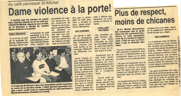 Michel blogue/Sujet/Témoignage/Photo/média journal/Informateur Catholique/Revue Sainte-Anne/Journal La Frontière/Rouyn-Noranda/ Violen10