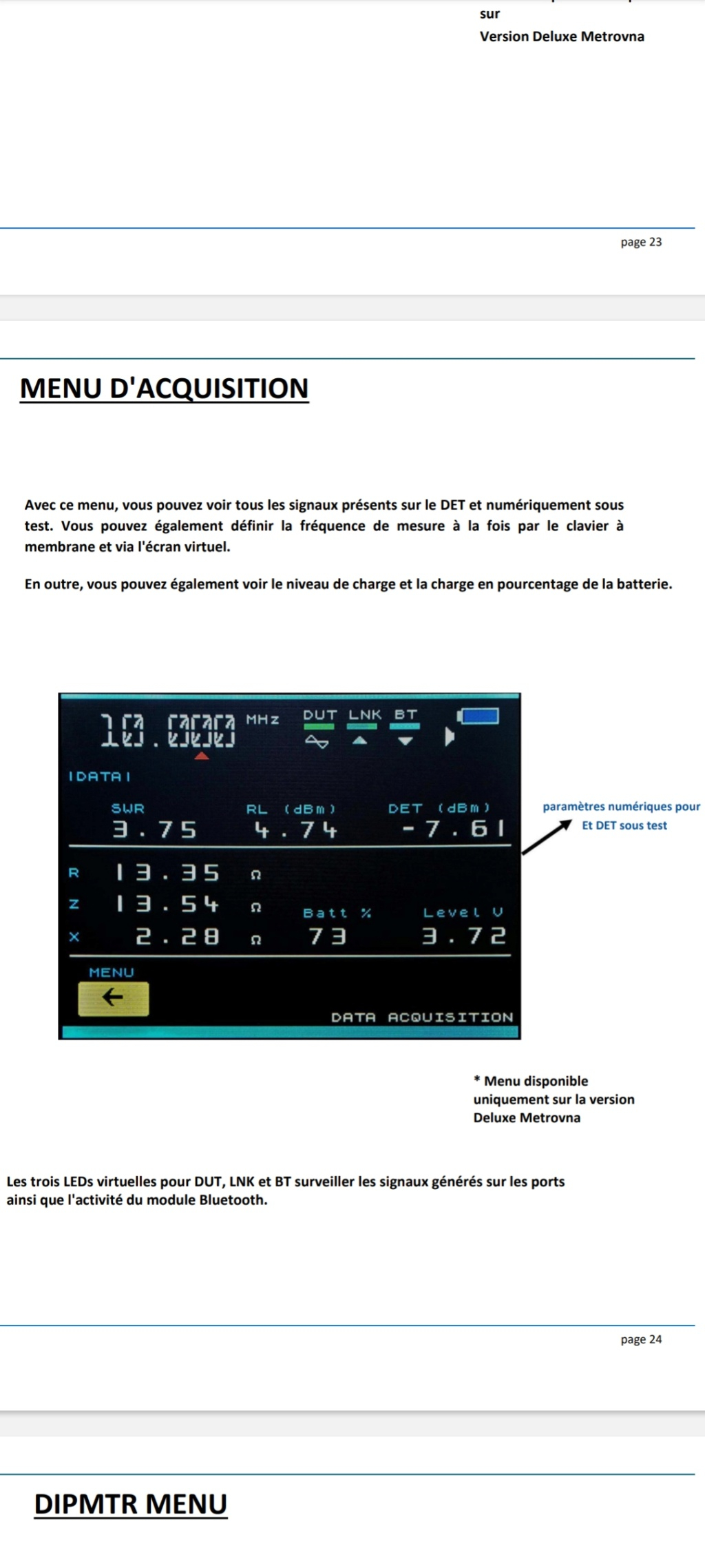 METROVNA DELUXE 250MHZ (analyseur d'antenne) Scree108