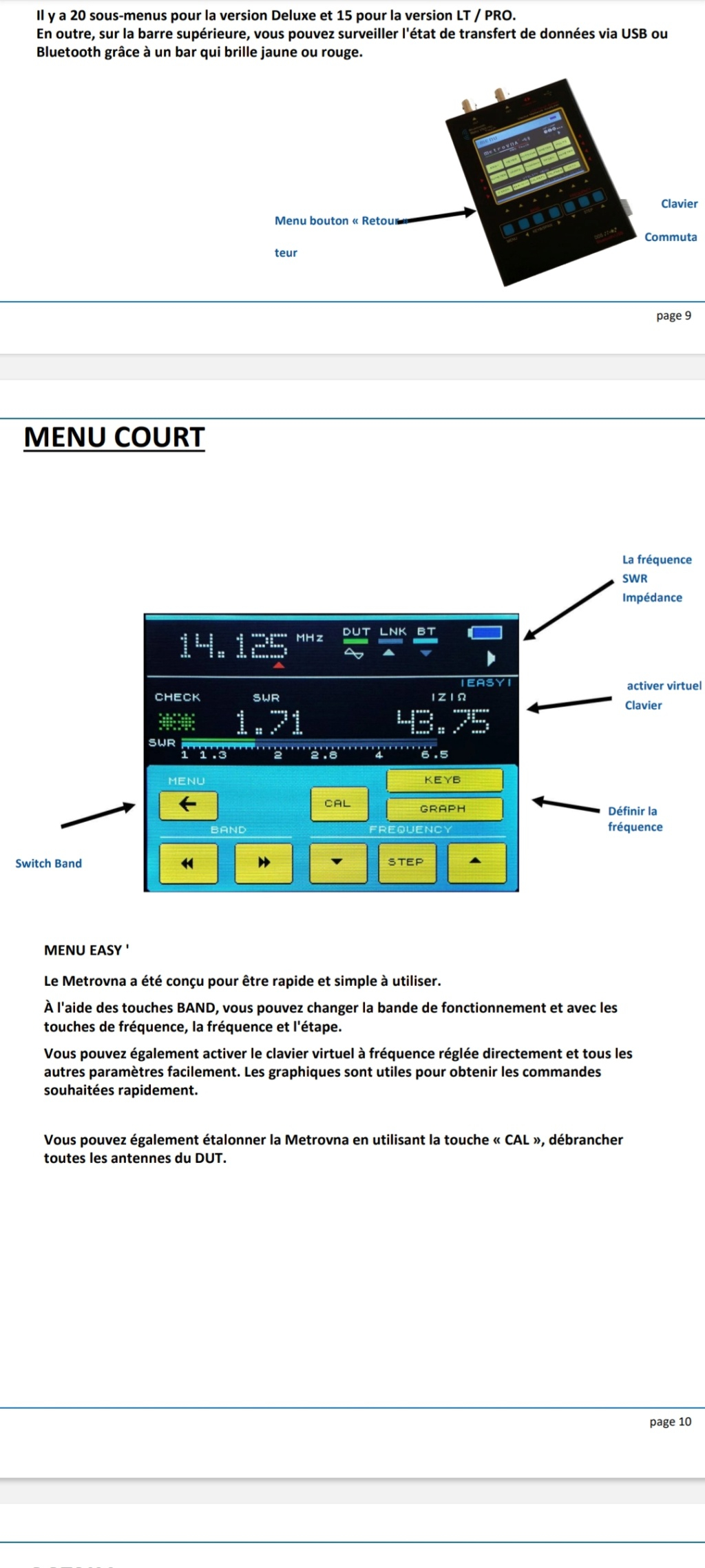METROVNA DELUXE 250MHZ (analyseur d'antenne) Screen93