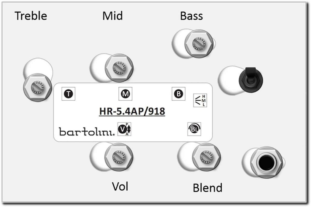 *suspenso* Pré Bartolini HR-5.4AP 3-Band Active Bass EQ w/Vol, Blend, Bass, Treble, 3-Freq Mid S-l16011