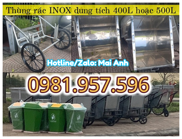  Xe đẩy rác tay 400L, xe đẩy rác inox 500L, xe gom rác đẩy tay﻿ 1171