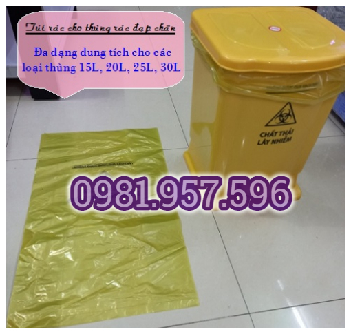 Túi đựng rác Y tế, túi rác Y tế 60L, túi đựng chất thải lây nhiễm 1225