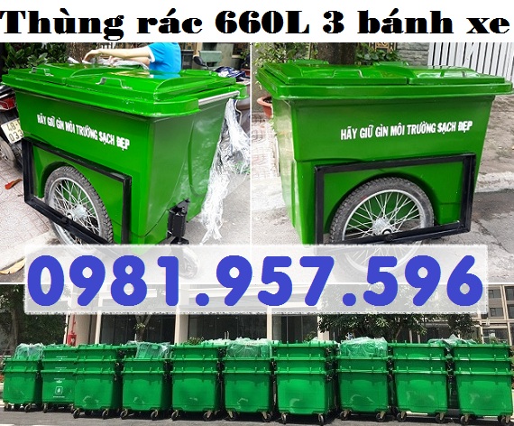 Thùng rác bánh xe 660L, thùng rác công cộng 660L 134