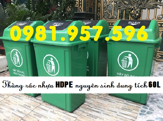 Thùng rác công nghiệp 60L, thùng rác nhựa HDPE 60L 148