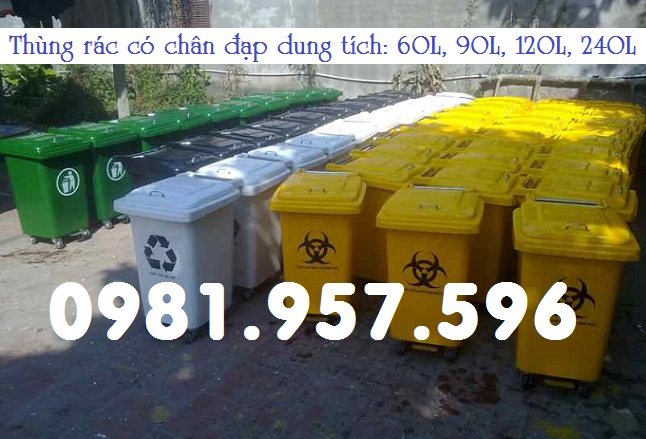 Thùng rác đạp chân dung tích lớn, thùng rác đạp chân có bánh xe 186