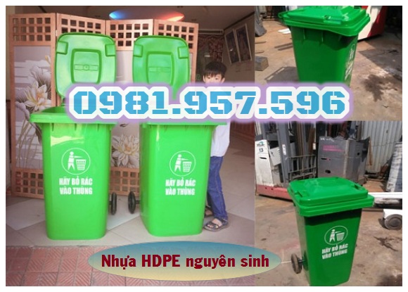 Thùng rác công nghiệp 240L, thùng rác nhựa HDPE nguyên sinh 2106