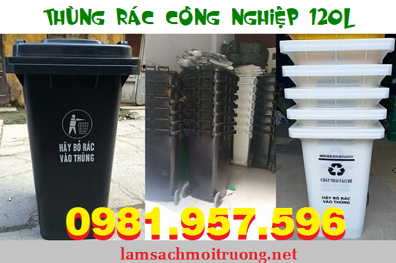 Thùng rác công nghiệp, thùng rác 120L nhựa HDPE 214