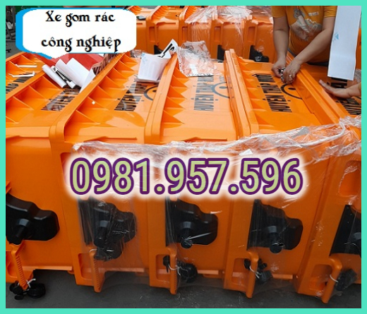 Thùng rác công nghiệp 660L, xe gom rác 660L, xe gom rác Y tế 2145