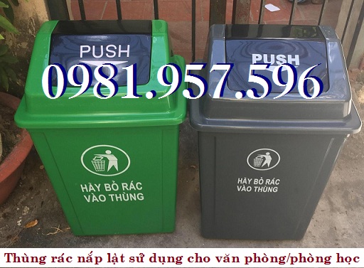 ​Thùng rác nắp lật 60L, thùng rác nắp bập bênh 60L A189