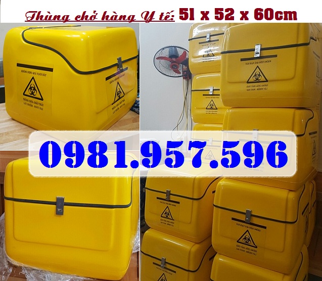 Thùng chở chất thải Y tế sau xe máy, thùng chở rác Y tế  A24