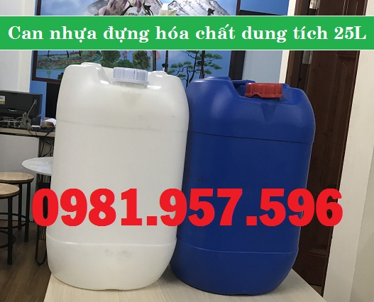 Can nhựa đựng hóa chất 25L, can nhựa HDPE nguyên sinh 25L A92