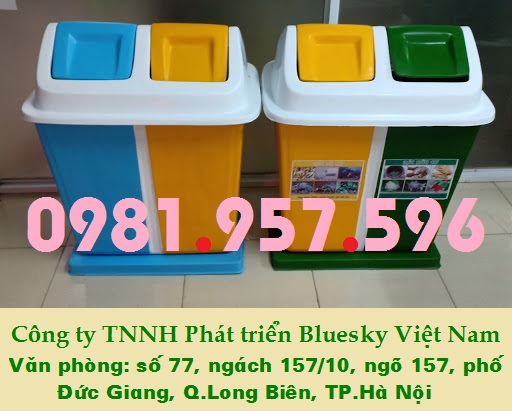 Thùng rác nhựa hai ngăn, thùng rác chất liệu composite B58