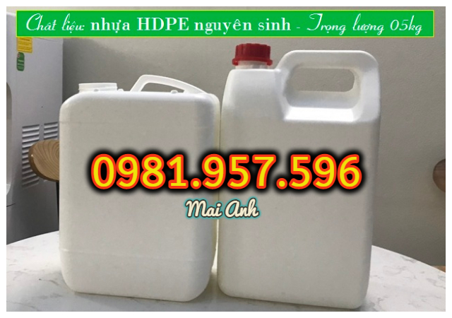 Can nhựa chuyên hóa chất, can nhựa 5L đựng axit, can nhựa HDPE B74