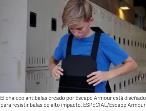 Sorprende creación de chaleco infantil antibalas para Escuelas de Estados Unidos Scree223