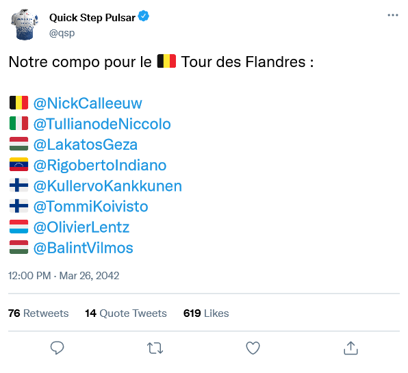 [02/04] Tour des Flandres | Legend Tour Tweet102