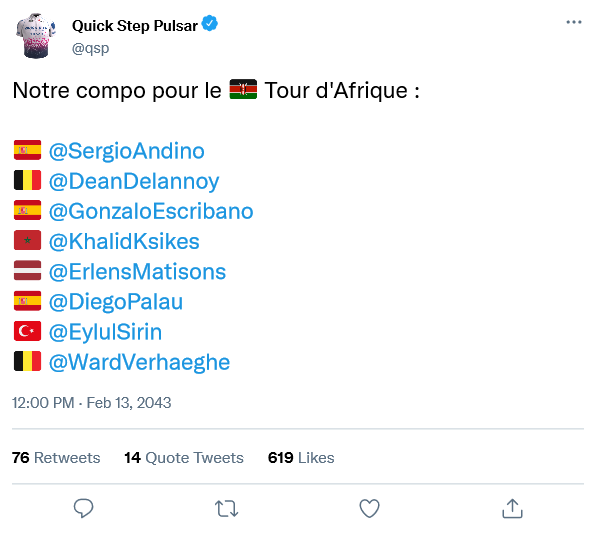 [20/02 - 25/02] Tour d'Afrique | General Tour Tweet147