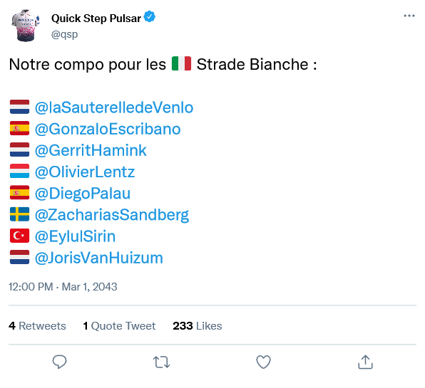 [08/03] Strade Bianche | Classic Tour Tweet152
