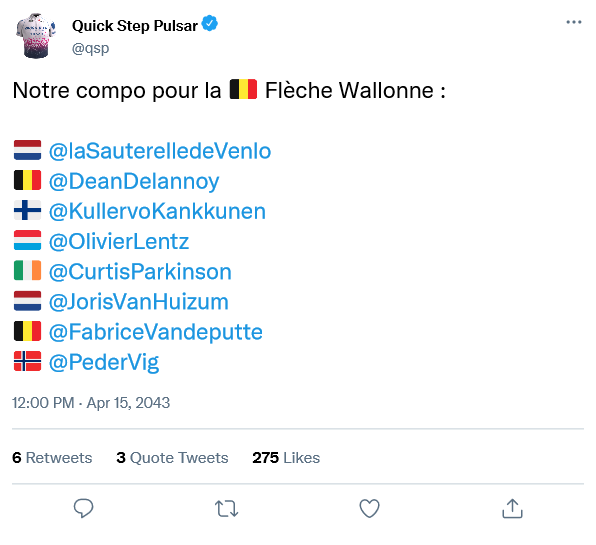 [22/04] La Flèche Wallonne | Classic Tour Tweet164