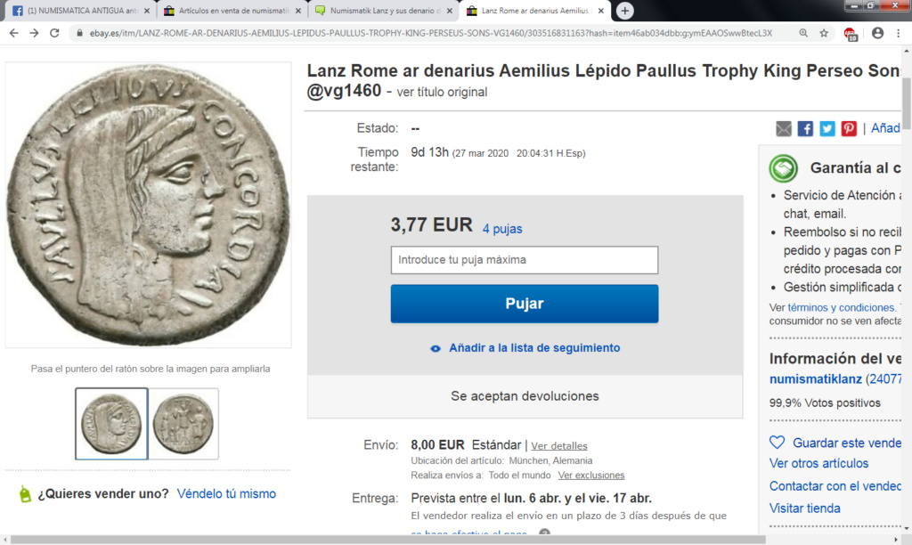 Numismatik Lanz y sus denario de Osca, Augusto, Marco Antonio... Aemi1010