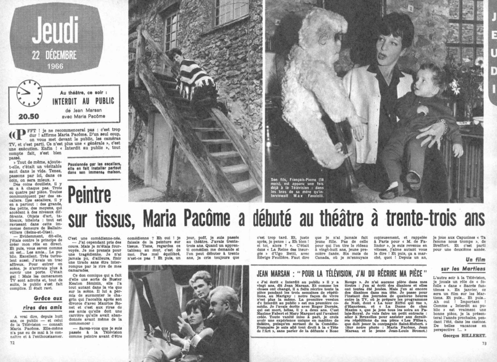 22 décembre 1966: Au théâtre ce soir - Interdit au public 01867