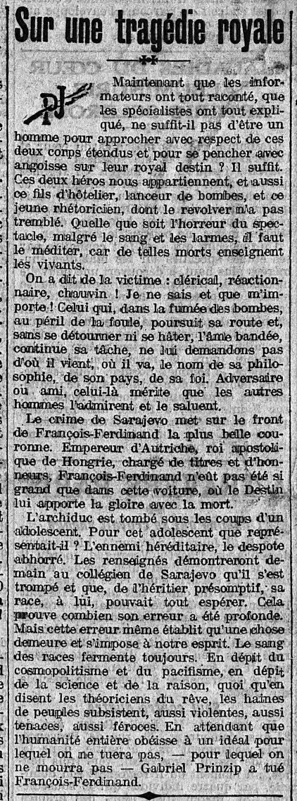 02 juillet 1914: A propos de la “tragédie royale” du 28 juin  01952