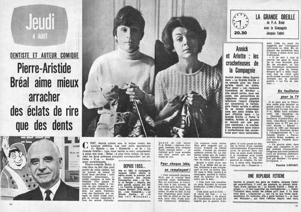 août - 04 août 1966: Au théâtre ce soir - LA GRANDE OREILLE 1612