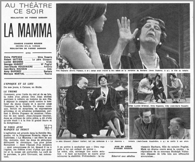 juin - 22 juin 1967: Au théâtre ce soir - La mamma 4210