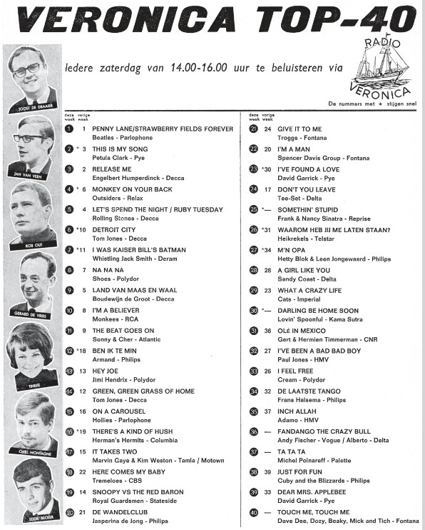 25 mars 1967: Veronica - Top 40 Captu853