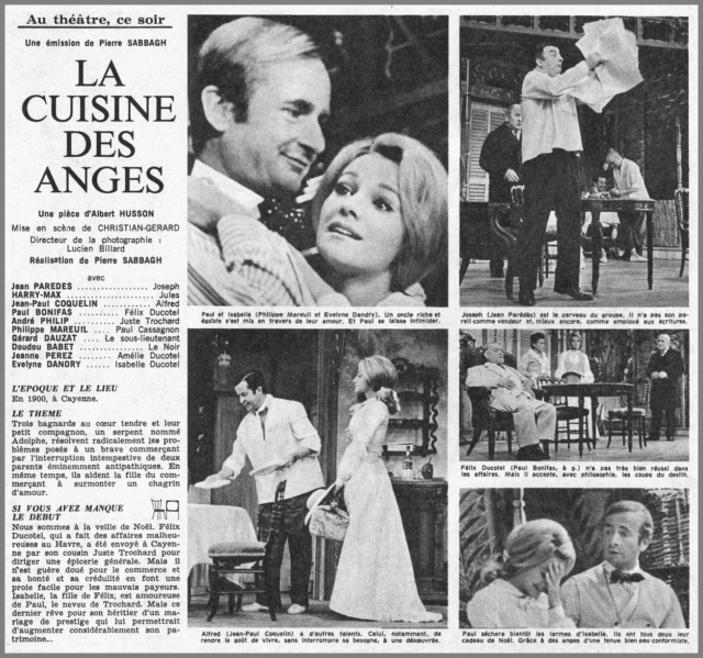 septembre - 08 septembre 1966: Au théâtre ce soir - LA CUISINE DES ANGES Lydie_13