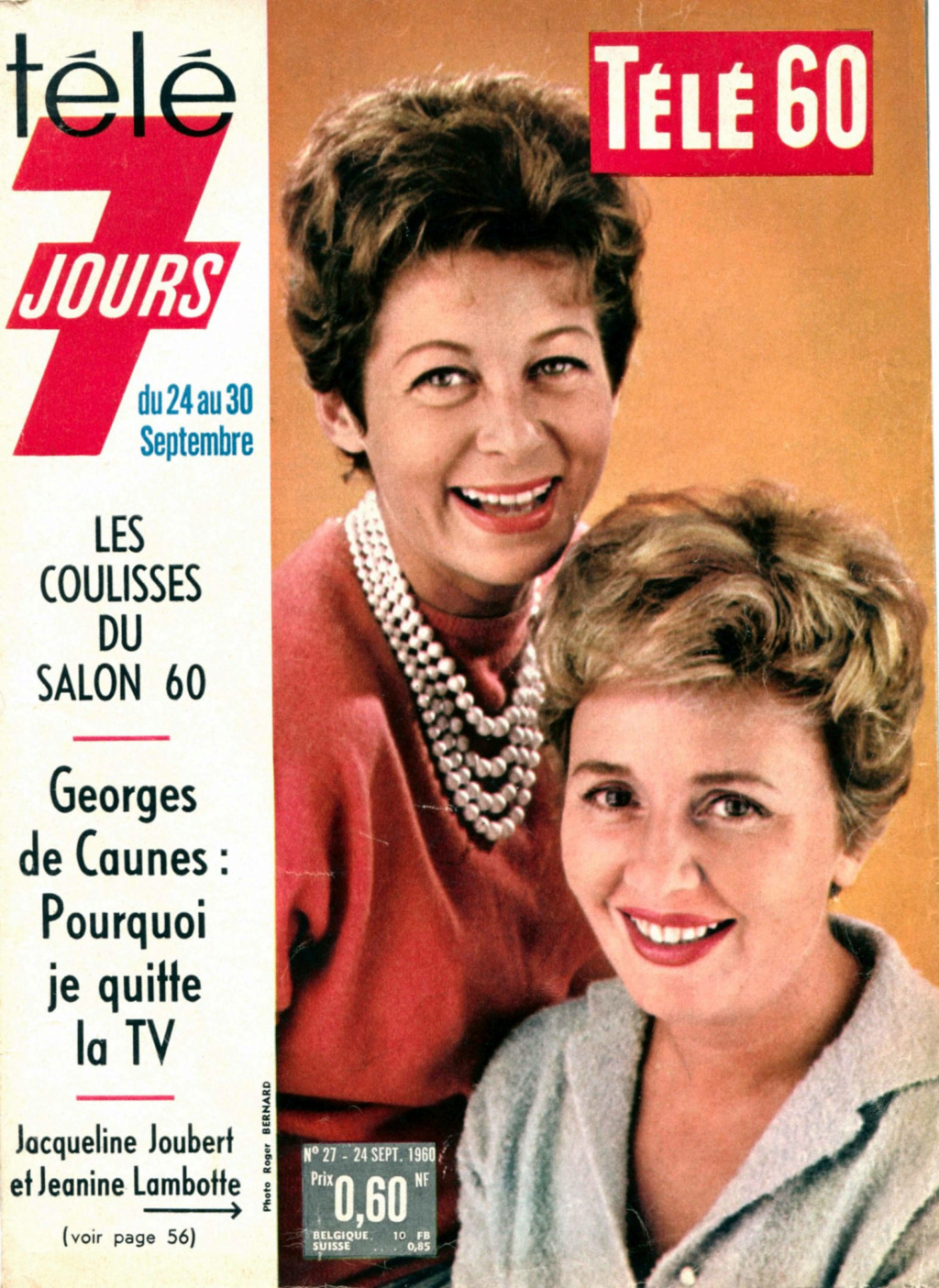 1960 - 24 septembre 1960: Télé 7 Jours (Télé 60) No 27 Tele-737