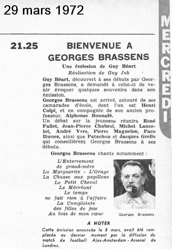 1972 - 08 mars 1972: Bienvenue, Georges Brassens : 1ère émission Top_a_11