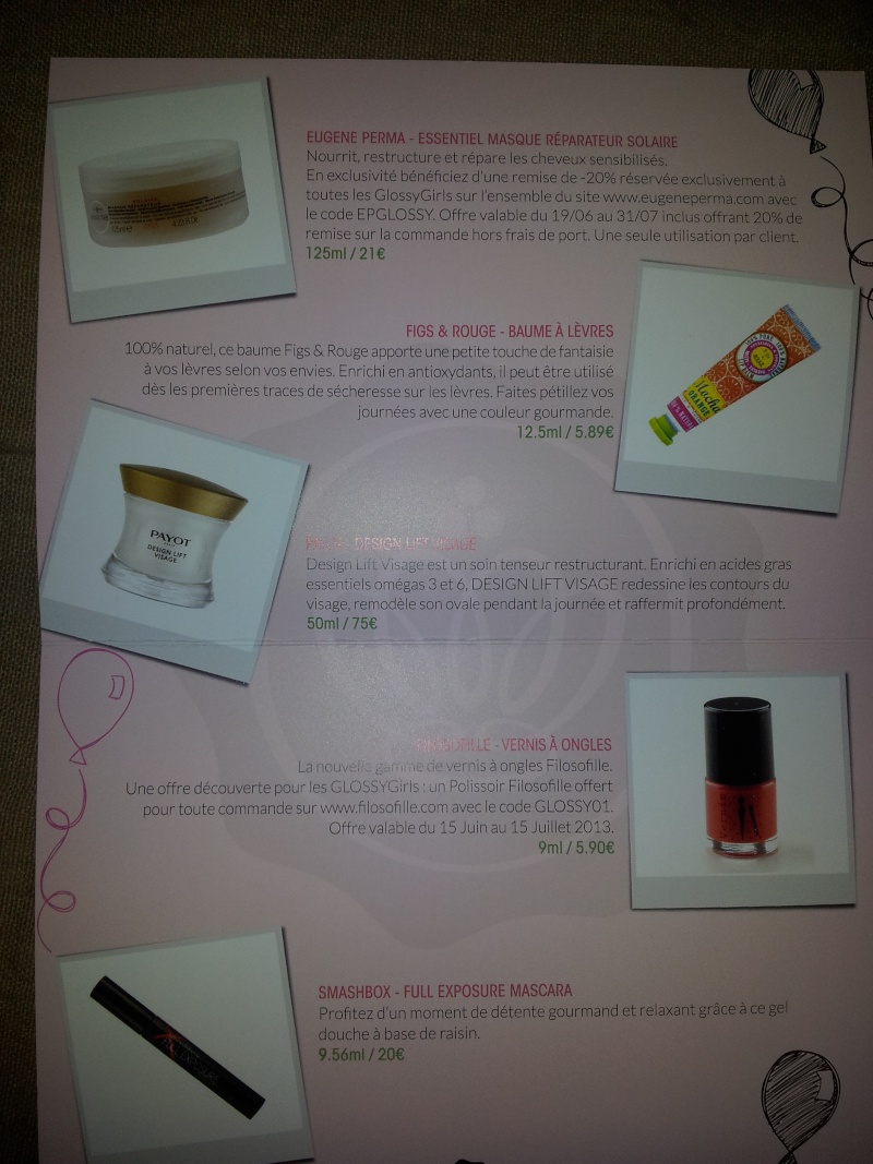 [Juin 2013] Glossybox "The Lovely Issue" - Page 4 2013-015