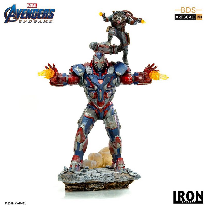 IRON STUDIOS : Avengers: Endgame – Iron Patriot and Rocket Statue Avenge10