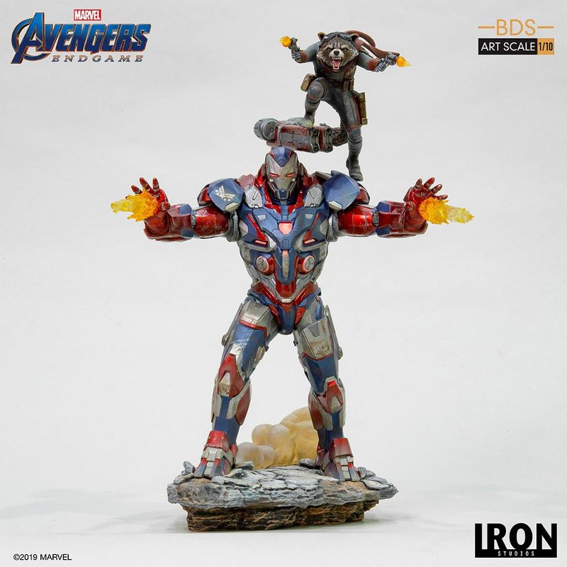 IRON STUDIOS : Avengers: Endgame – Iron Patriot and Rocket Statue Avenge15