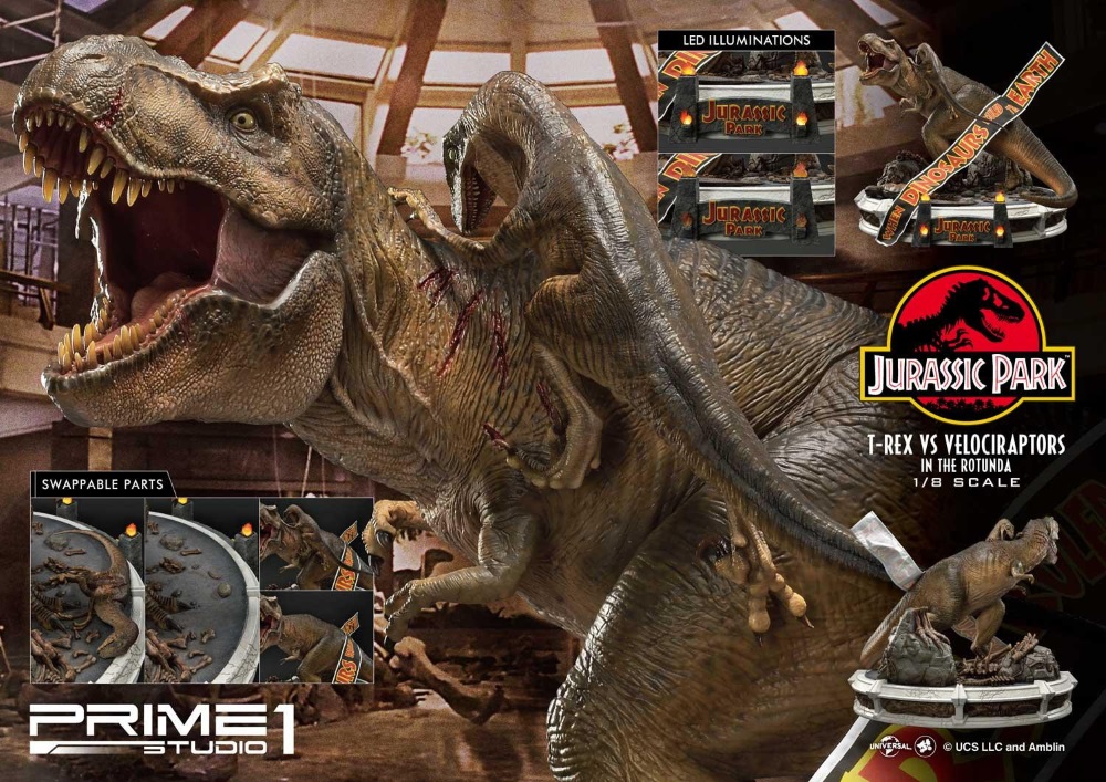 Jurassic Park T-Rex vs Velociraptors in the Rotunda 1/8 scale Statue Prime-92