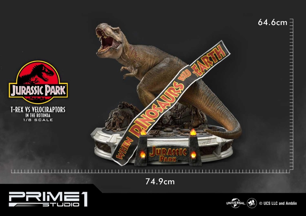 Jurassic Park T-Rex vs Velociraptors in the Rotunda 1/8 scale Statue Prime-93