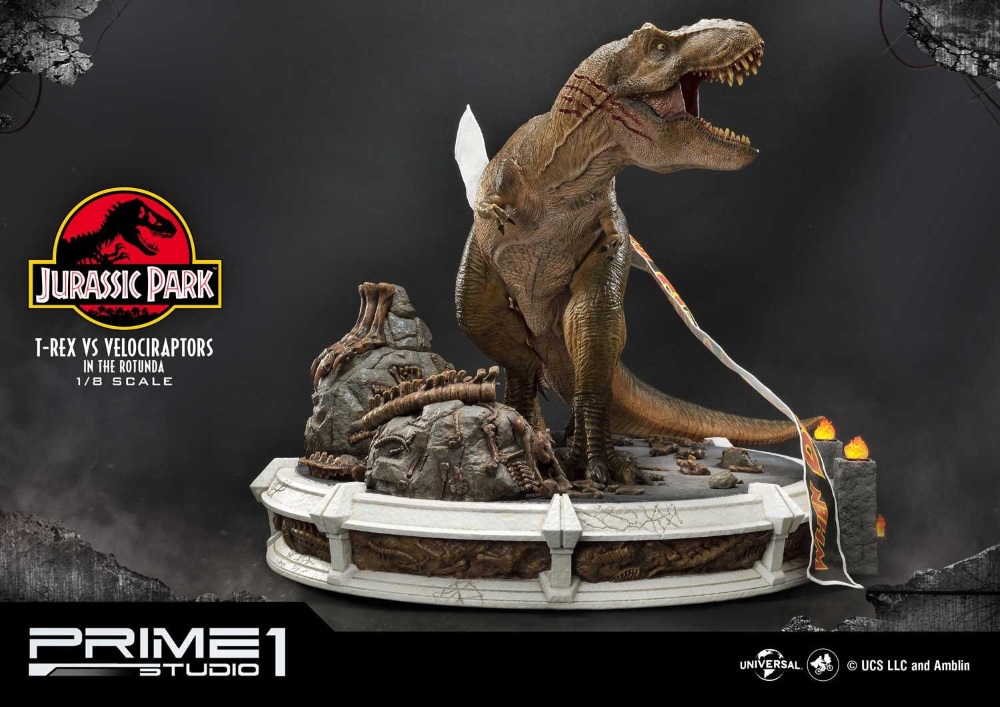 Jurassic Park T-Rex vs Velociraptors in the Rotunda 1/8 scale Statue Prime-94