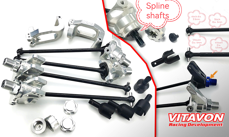 <br />
VITAVON CNC Alu#7075 / HD 45# Steel Spline Axle Kit for Traxxas Sledge<br />