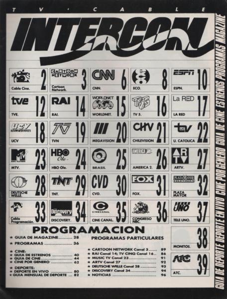 Guia de canales Intercom TV Cable (Chile) - Noviembre 1994 Ldc16