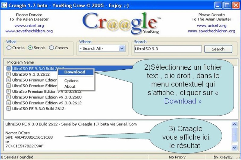 méthode facile pour chercher un serial ou bien le crack d'un logiciel sur net Craagl11