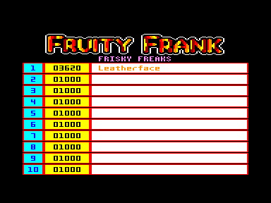[High Score] Fruity Frank sur Amstrad CPC 000112