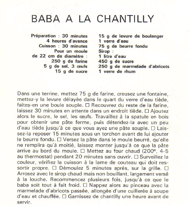 Recette du BABA A LA CHANTILLY de la part de Josiane Baba_a14