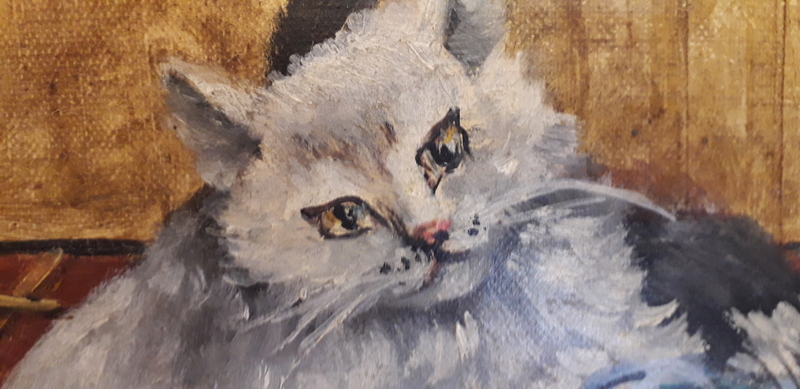 Tableau peinture de chats signature difficile  20220513