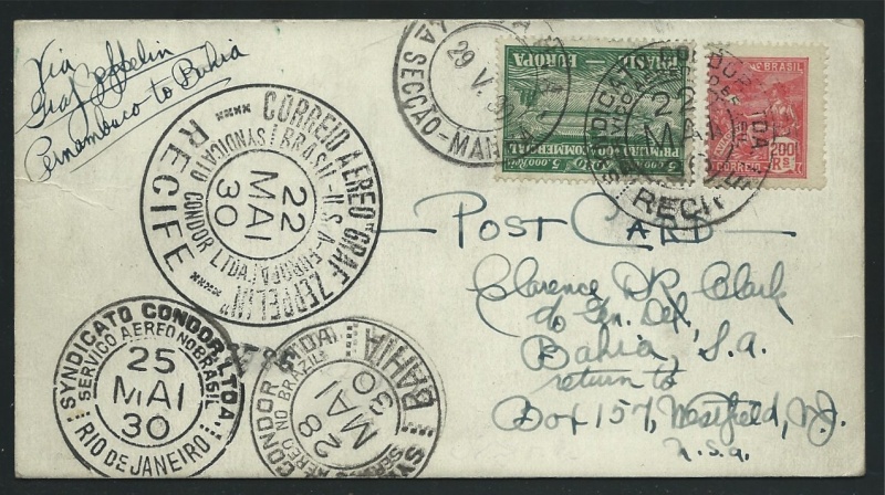 post - Südamerikafahrt 1930, Post nach (Salvador de) Bahia 59_a_r10