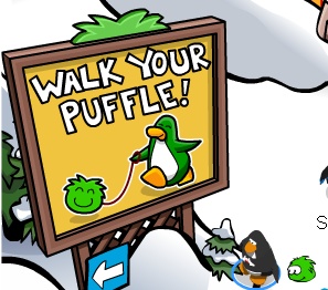 Club Penguin Puffle Signs Change According to Puffle Color You Walk Green_10