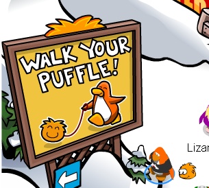 Club Penguin Puffle Signs Change According to Puffle Color You Walk Yellow13