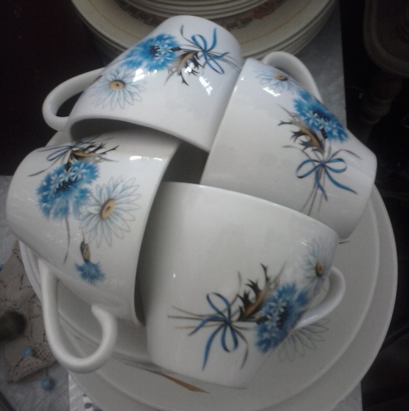 'Oakwood' plus 'Kelston Potteries' Daisy and blue cornflower no namer ~ Cam00713
